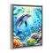 Stupell Industries Smiling Dolphin Under Sea Floater Framed Canvas Wall Art Design by LSR Design Studio